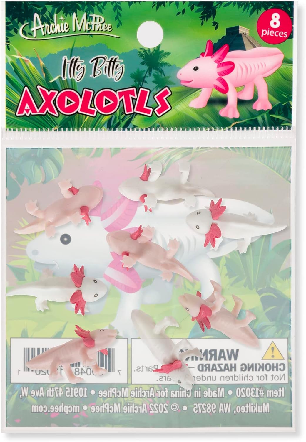 Itty Bitty Happy Axolotls (Bag of 8) - Tiny Figurines Crafts - Archie McPhee