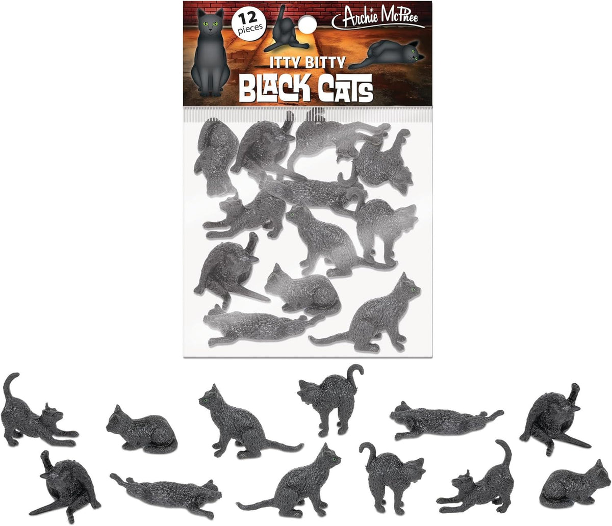 Itty Bitty Black Cats (Bag of 12) - Tiny Figurines Arts & Crafts - Archie McPhee