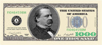 1000 TOTAL $1,000.00 Thousand Dollar Casino Party Novelty Fake Poker Money Bill