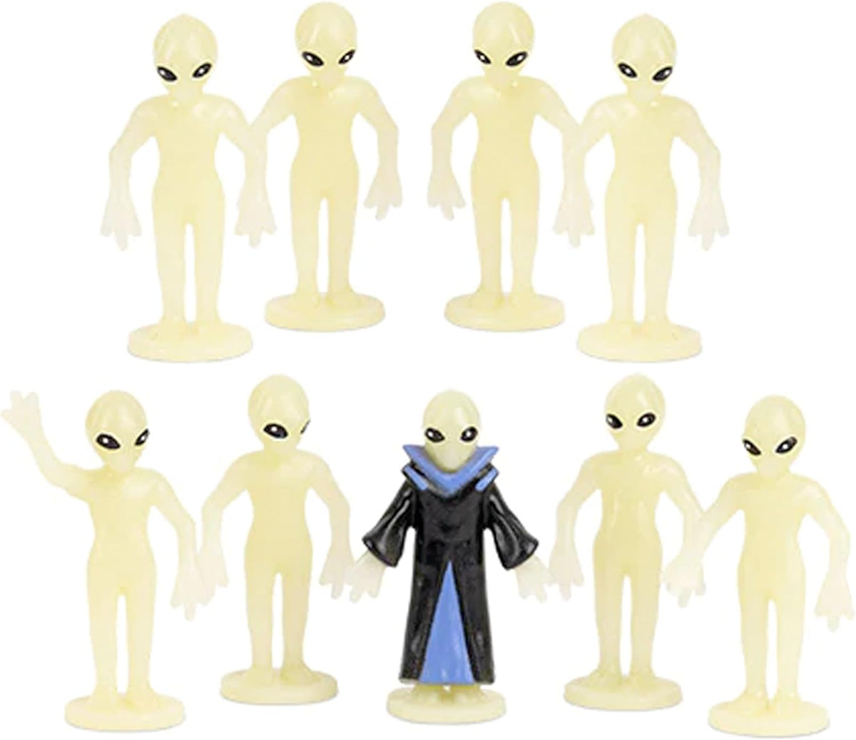 Itty Bitty Aliens (Bag of 9) Glow in Dark Statue UFO Figurines - Archie McPhee