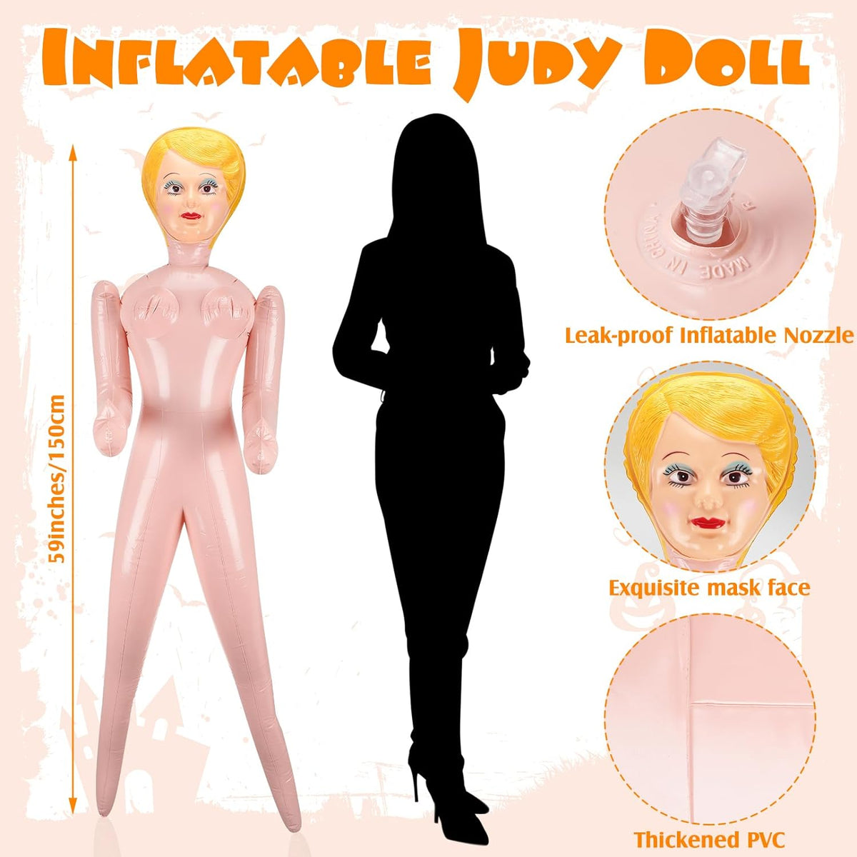 60" Inflatable Judy Bachelor Party Doll - Fun & Realistic Giggle Novelties 60" Inflatable Judy Bachelor Party Doll - Fun & Realistic Giggle Novelties