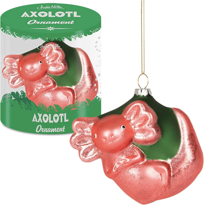 Axolotl Ornament - Christmas Holiday Art Hand-Blown Glass Decor ® Archie McPhee