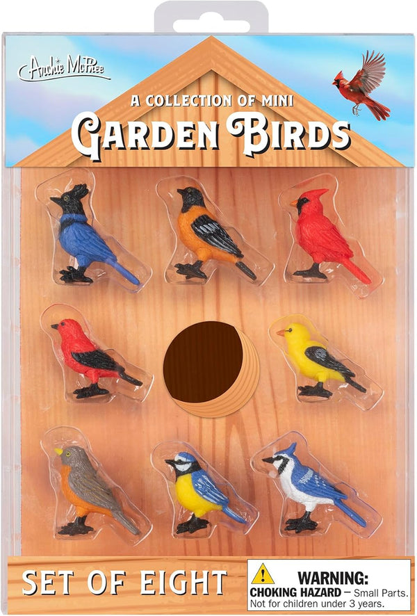 A Collection of Mini Garden Birds - 8pc Tiny Statue Figurines- Archie McPhee