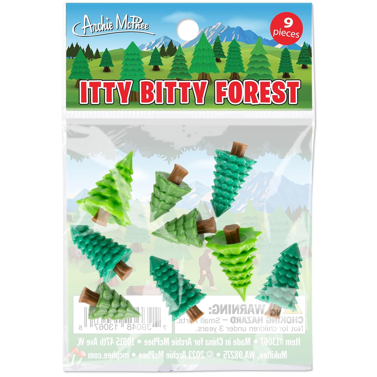 Itty Bitty Forest (Bag of 9)  Dollhouse Toy Tree Figurines - Archie McPhee