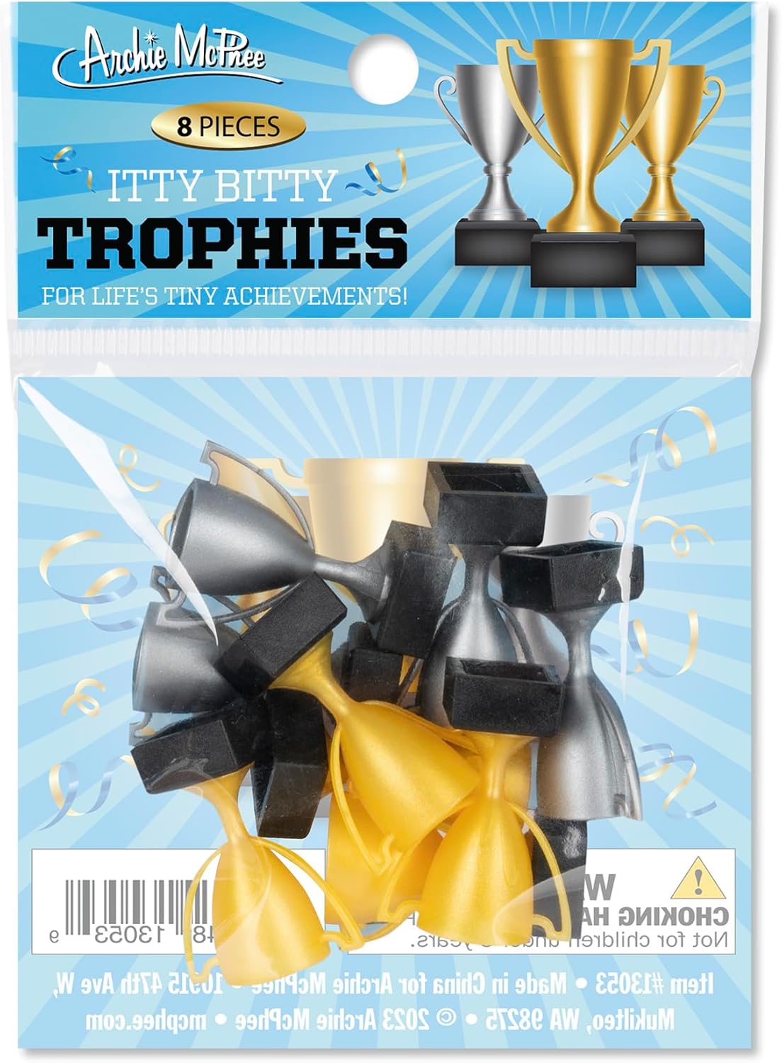 Itty Bitty Trophies (Bag of 8) - Mini Prize Trophy Toy Figurines - Archie McPhee