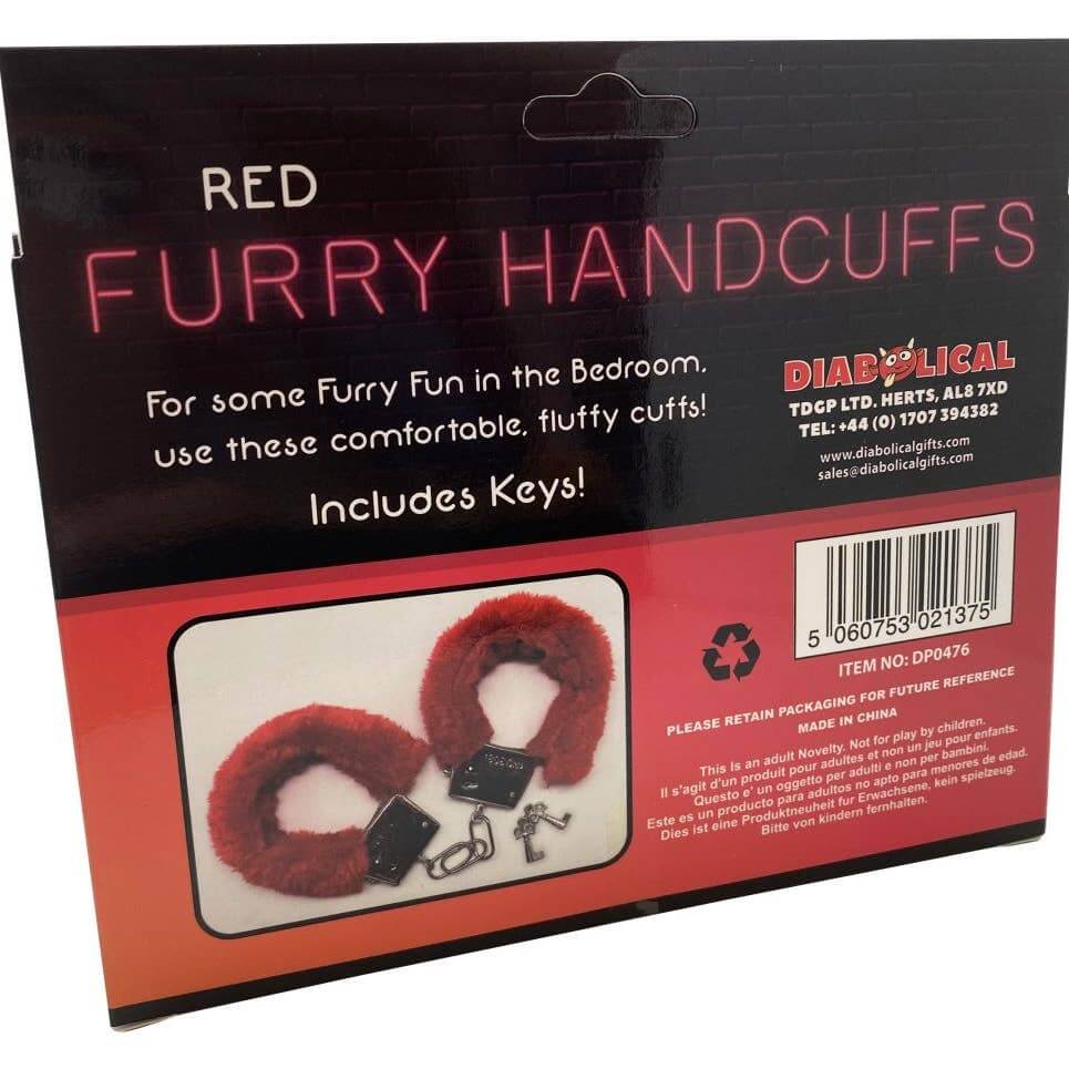 Red Furry Handcuffs - Sexy Adult Valentine Gift - Lock up your lover!