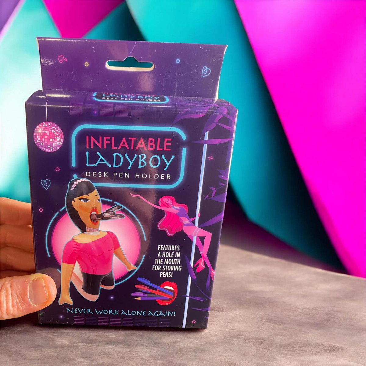 Inflatable Lady-Boy Desk Pen Holder 15” 🖊️ Adult Blow Up Doll Office Gag Gift😂