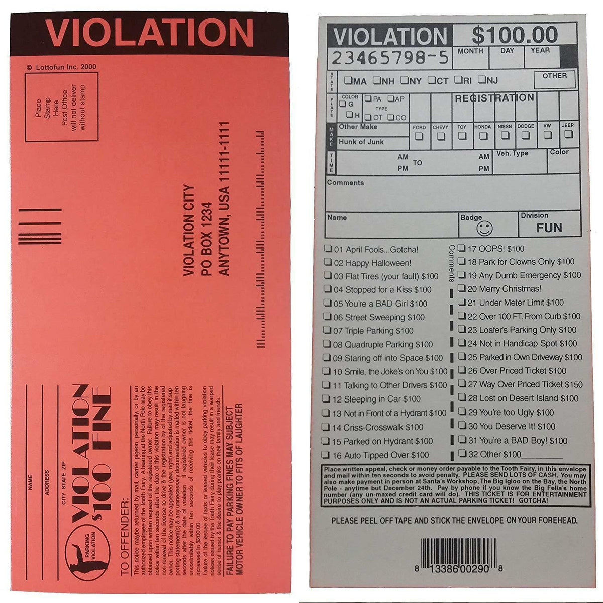 10 Phoney Fake Police Parking Tickets - Funny Rude Tickets Joke Gag Prank Set