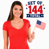 Set of 144 American Flags on Poles ✨  4" x 6" USA Mini Patriotic Hand Flags