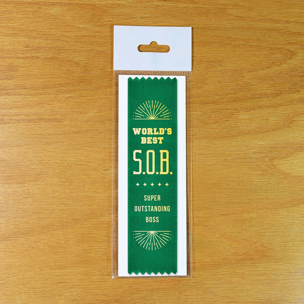 🥇🏆"World's Best S.O.B. Super Outstanding Boss" Funny Award Ribbon 😂 Gag Gift