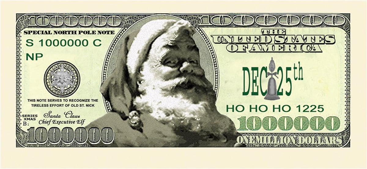 1000 TOTAL - One Million Santa Claus Christmas Holiday Novelty Play Money Bills