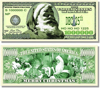 1000 TOTAL - One Million Santa Claus Christmas Holiday Novelty Play Money Bills