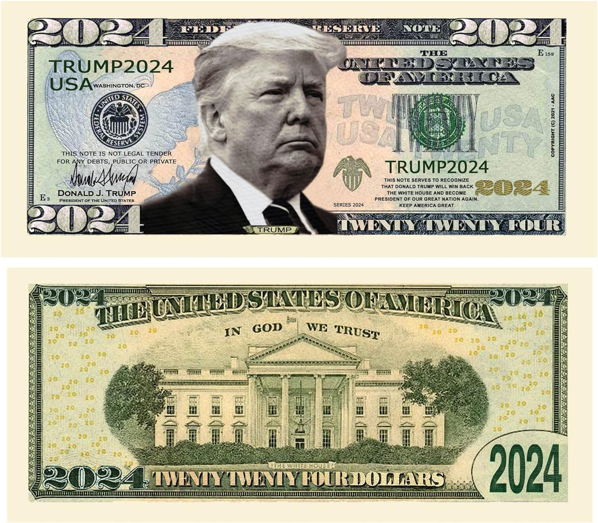 10 TOTAL - President Donald Trump 2024  Novelty Money Bills Party Fake Play Note