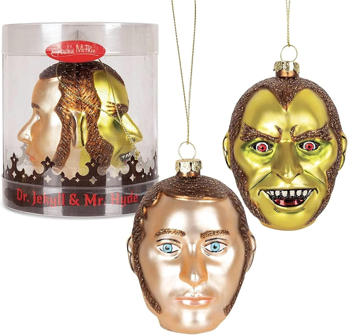 Dr. Jekyll & Mr. Hyde Ornament - Holiday Hand-Blown Glass Decor ® Archie McPhee