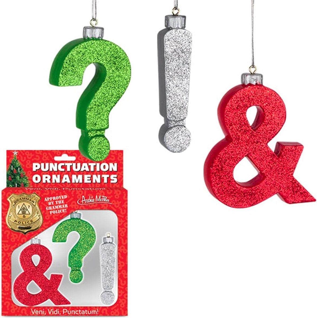 Punctuation Ornaments - Christmas Tree Glitter Decoration Art ® Archie McPhee