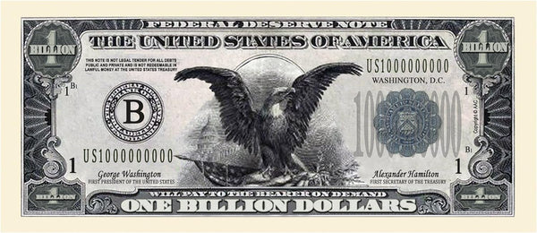 10 TOTAL - Classic Billion Dollar Eagle Party Novelty Fake Poker Money Bills