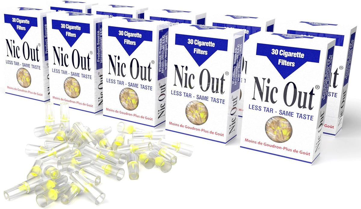 10 Packs Nic Out Disposable Cigarette Plastic Filter Covers (300 filters)