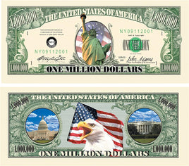 1000 TOTAL - Million Dollar Color Statue Liberty Money Bills Party Fake Novelty