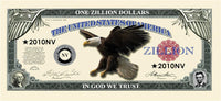 10 TOTAL - Zillion Dollar Eagle Money Bills Party Novelty Fake Casino Poker