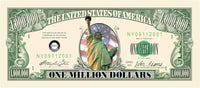 100 TOTAL One Million Dollar Color Statue Liberty Money Bills Party Fake Novelty