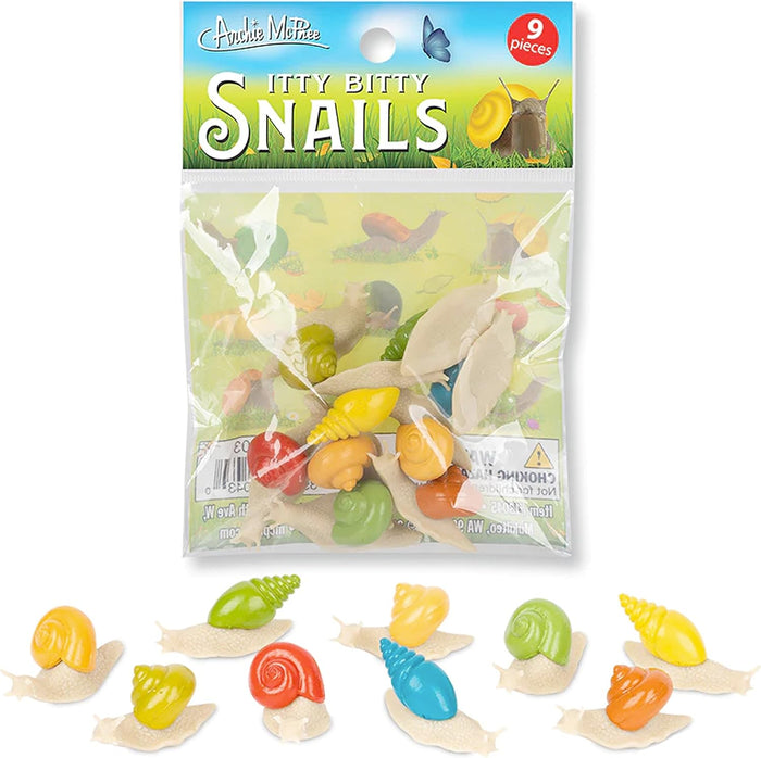 Itty Bitty Snails (Bag of 9) - Mini Garden Figurines Art Crafts - Archie McPhee