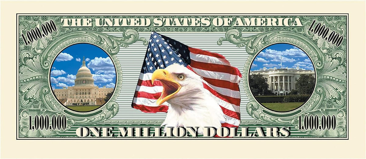 1000 TOTAL - Million Dollar Color Statue Liberty Money Bills Party Fake Novelty