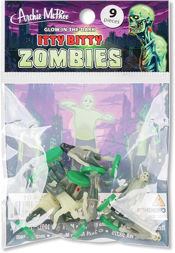 Itty Bitty Zombies (Bag of 9) - Mini Gow in Dark Figurines - Archie McPhee