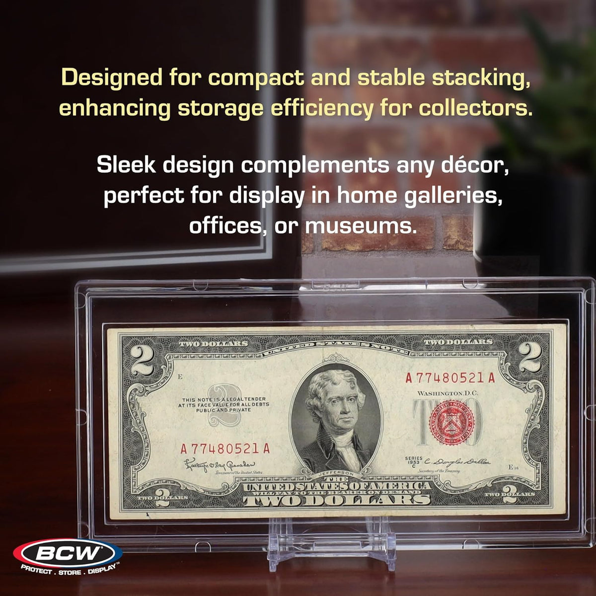 DELUXE Currency Slab Dollar Bill Plastic Case WITH STAND