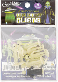 Itty Bitty Aliens (Bag of 9) Glow in Dark Statue UFO Figurines - Archie McPhee