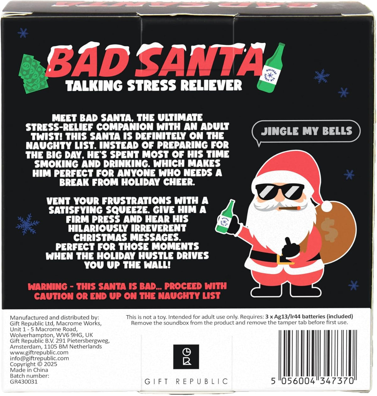 🎅 Funny Bad Santa Talking Stress Toy – Naughty Xmas Gift  | Sound Machine GaG