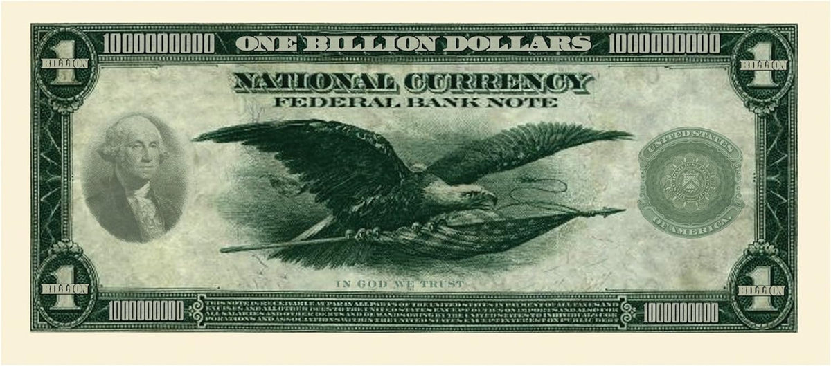 10 TOTAL - Classic Billion Dollar Eagle Party Novelty Fake Poker Money Bills