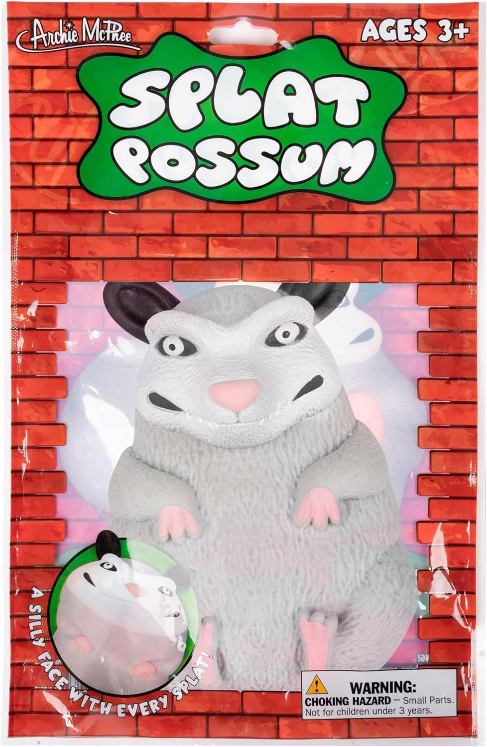 SPLAT POSSUM Squishy Squish Squeezable Stress Figure Toy - Archie McPhee