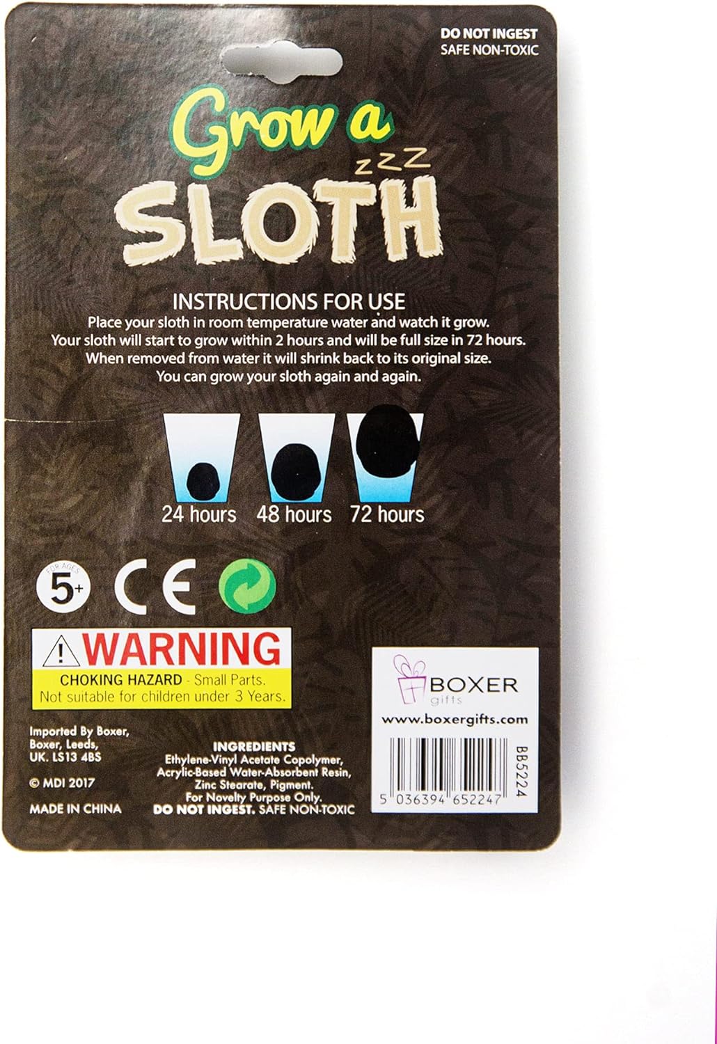 Grow A Sloth Toy - Just Add Water 600% Larger! Children Stocking Stuffer