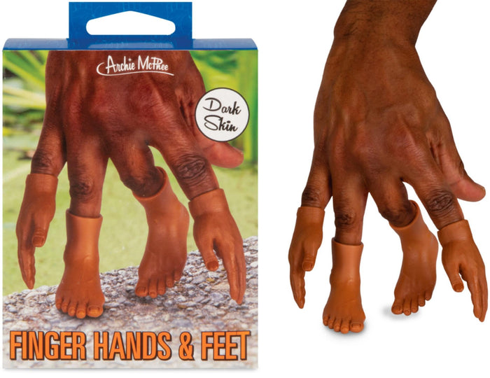 Tiny Finger Hands & Feet (DARK SKIN) Fun Puppet Gag Joke Toys - Archie McPhee