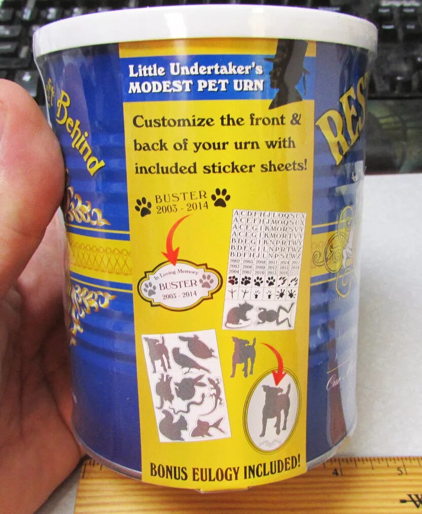 MODEST PET URN - Rest in Peace Funeral Service in a Can! -  Archie McPhee