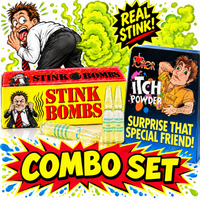 36 bombas fétidas + 1 paquete de polvo para picazón – COMBO GaG Prank Joke Set