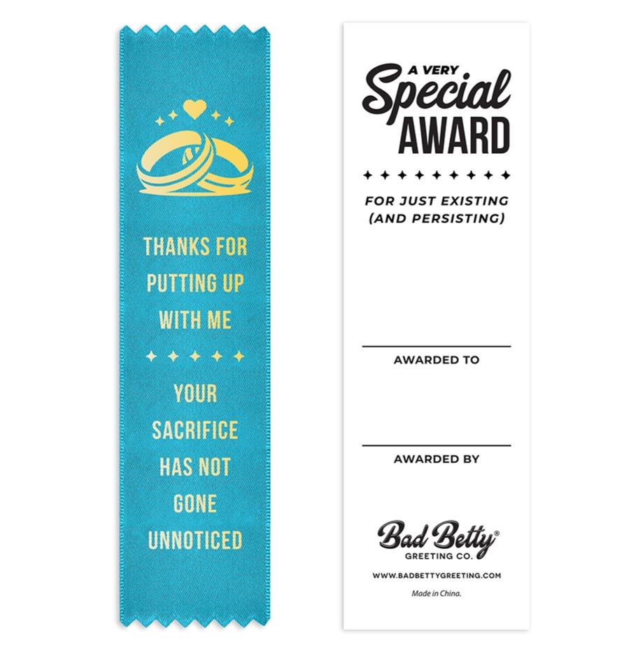 🏆“Thanks For Putting Up With Me” 😂 Appreciation Award Ribbon 🎁 Gag Gift Prize