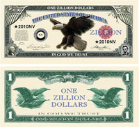 100 TOTAL Zillion Dollar Eagle Money Bills Party Novelty Fake Game Casino Poker