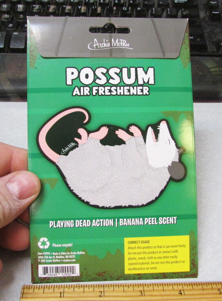 Possum Car Air Freshener - Cute Furry Friend (Banana Peel Scent) - Archie McPhee