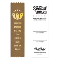 🏆 "Survived Another Meeting" 🥇 Funny Employee Award Ribbon 😂 Office Gag Gift