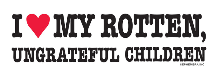 "I ❤️ My Rotten, Ungrateful Children"  Funny Bumper Car Magnet 👀 Made in USA
