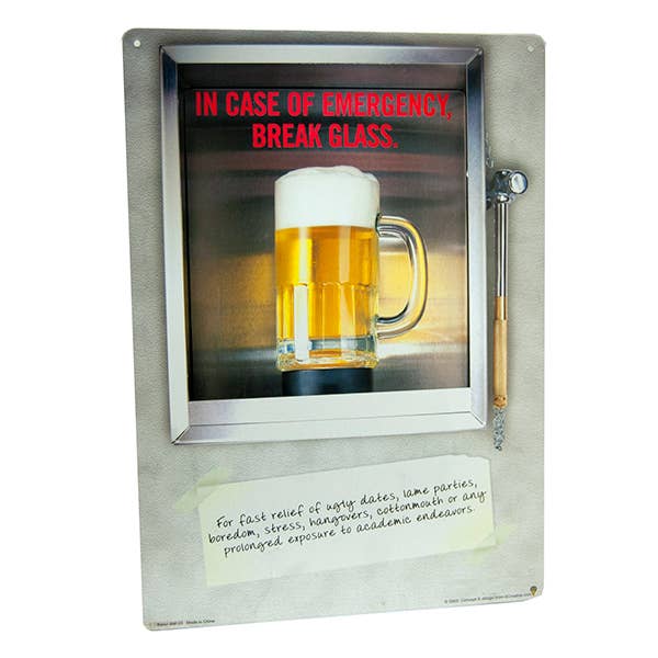 Metal Tin Sign "In Case of Emergency Break Glass" Beer Bar Man Cave Decor #H-101