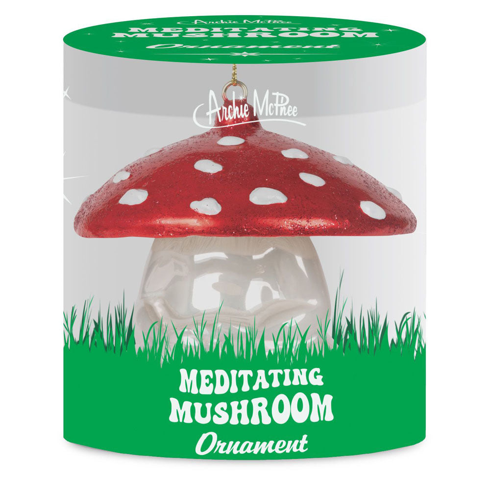 Meditating Mushroom Ornament - Holiday Art Hand-Blown Glass ® Archie McPhee