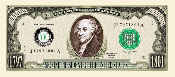 1000 TOTAL John Adams Million Dollar Money Novelty Party Collectible Play Bills