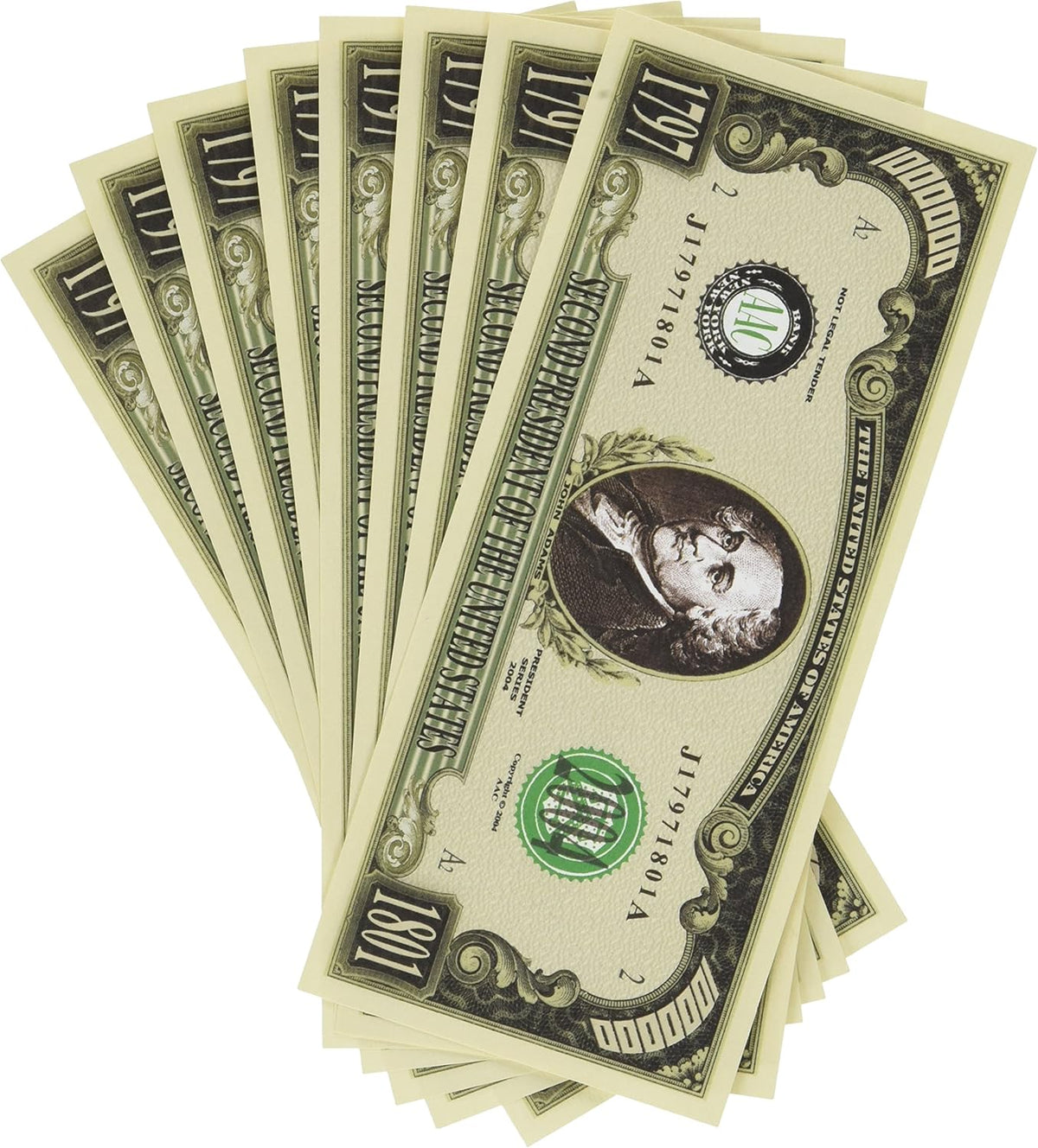 100 TOTAL John Adams Million Dollar Money Novelty Party Play Collectible Bills