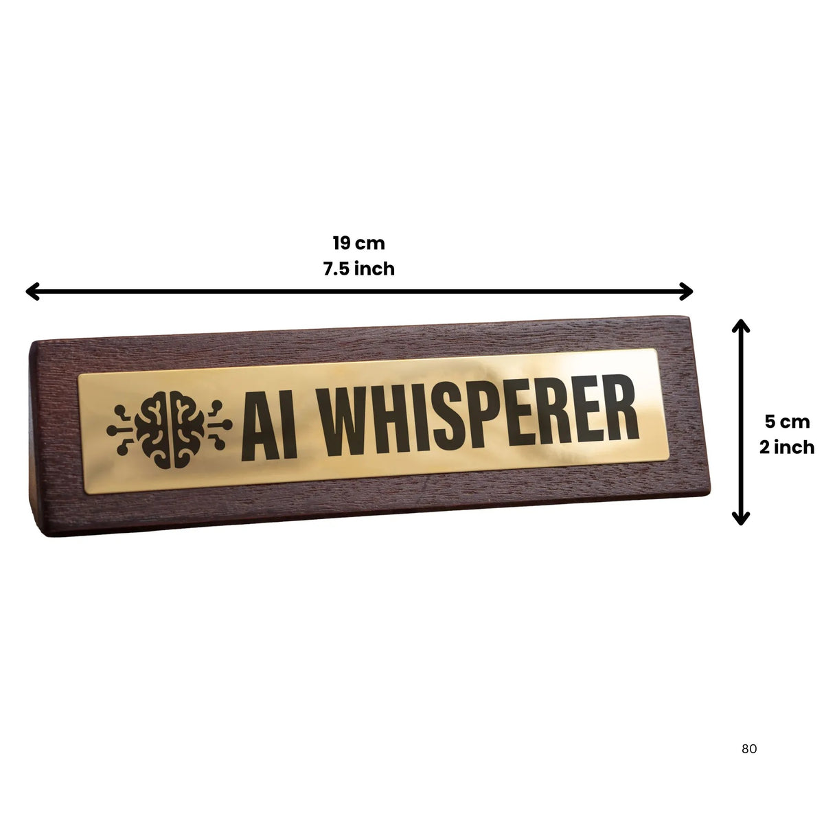 🤖 AI Whisperer 🧠 Wooden Desk Sign w/ Gold Plaque 💡 Funny Office Tech Gag Gift