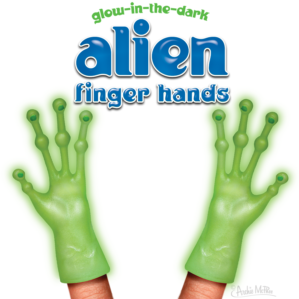 Glow-in-the-Dark Alien Finger Hand Puppet Toys - Set of 2 – Giggle