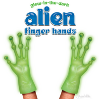 Glow-in-the-Dark Alien Finger Hand (Set of 2) UFO Puppet Toys - Archie McPhee