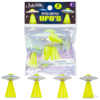 🛸 Itty Bitty UFOs 4pc Mini Set Soft Vinyl Flying Saucers Alien - Archie McPhee