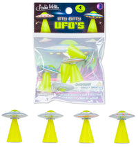 🛸 Itty Bitty UFOs 4pc Mini Set Soft Vinyl Flying Saucers Alien - Archie McPhee